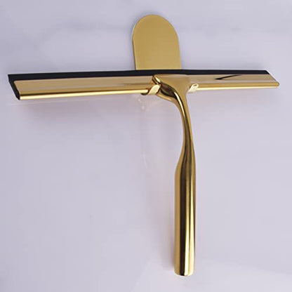Stainless Steel Glass Window Squeegee with Non-Slip Blade Handle for Bathroom, Mirror, Car Glass and More - Gold