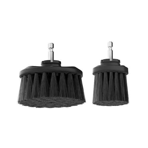 Dirt Devil Hard Bristle Cleaning Brush Set, 2 Piece, 2" and 3.5" Brushes Included, for Use on Brick, Grout, Cast Iron and More, Heavy Duty Cleaning, Scrubber Brush Drill Attachment for Cleaning - style: Hard Bristle Brush