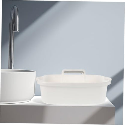 Didiseaon Housekeeping Plastic Basket Handle for Bathroom and Kitchen Versatile Storage Organizer for Cleaning Supplies Dorm Essentials and Hotel Use Convenient Handheld Tote White