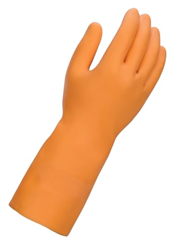 Mr. Clean Ultra Grip Heat-Resistant Reusable Gloves with Soft Cotton Flock Lining, Orange, Small - size: Small (Pack of 2)
