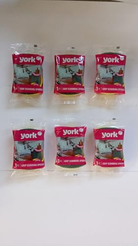 York Scouring Scrubby Non-Scratching Sponge - Pack of 6, Gentle and Effective Cleaning Sponges for Kitchen, Non-Stick Cookware, Glassware, and Household Surfaces