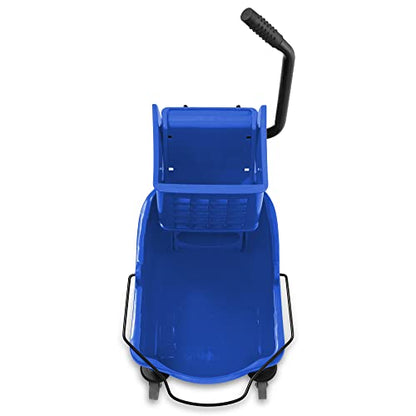 Dryser Commercial Mop Bucket with Side Press Wringer, 26 Quart, Blue - color: Blue
