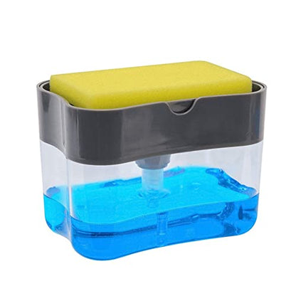 Yosoo Dish, Press Design Automatic Liquid Dispenser with Sponge Holder, for Home Kitchen Countertop Grey
