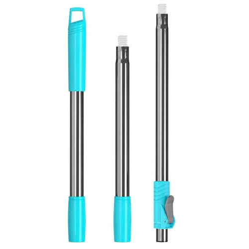 RinseWise Spin Mop Replacement Handle Only, 3-Section Stainless Steel Pole with 35/49/61 in Length Options, Fits All Tsmine FunClean Models, Not Universal, No Mop Head, Base or Bucket- Blue - color: Blue