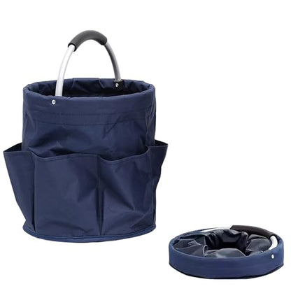 Collapsible Baskets with Handles, Multifunctional Storage Boxes for Tool Bag, Garden Bucket, Picnic Totes, Cleaning Organiser Caddy, Portable Laundry Basket, Flexible Home Storage (Blue)