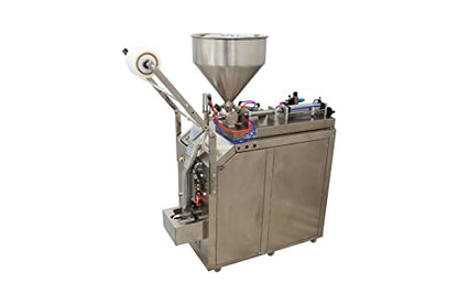 INTBUYING Automatic Quantitative Paste Liquid Filling Packing Machine 10-100ml Stainless Steel Automatic Liquid and Paste Filling Sealing Machine for Water Milk Oil Vinegar 110V
