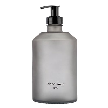 KIVY Glass Soap Dispenser Set [INCL. Waterproof Labels] - Glass Soap Dispenser with Pump - Hand Soap and Dish Soap Set - for Kitchen, Shower & Bathroom - Refillable (Matte Black) - color: Matte Black
