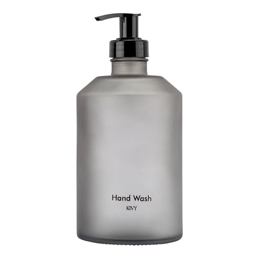 KIVY Glass Soap Dispenser Set [INCL. Waterproof Labels] - Glass Soap Dispenser with Pump - Hand Soap and Dish Soap Set - for Kitchen, Shower & Bathroom - Refillable (Matte Black) - color: Matte Black