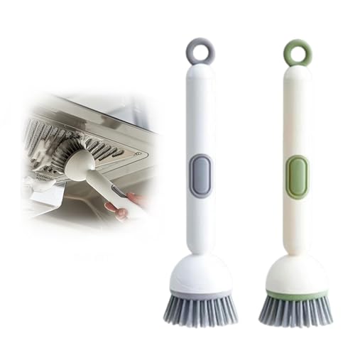 ANIS·KEBBR 2Pcs 360° Rotating Soap Dispensing Dish Brush Refillable for Kitchen Bathroom Cleaning 6x27cm