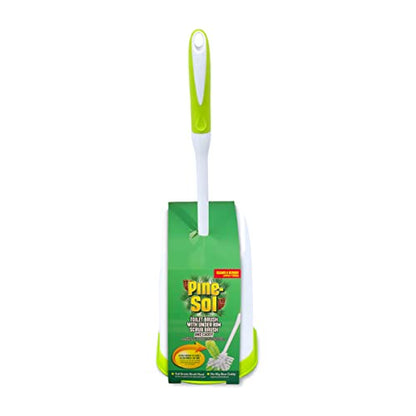 Pine-Sol Toilet Bowl Cleaner Brush with Holder | Heavy Duty Cleaning Wand with Under The Rim Scrubber, Non-Slip Handle, Storage Caddy | Bathroom Supplies, Yellow, Green (Pack of 6) - size: (Pack of 6)