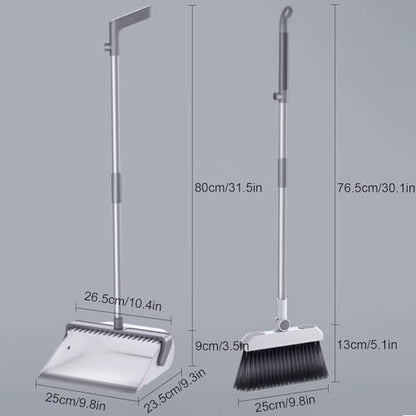 NIBHZ Broom with Dustpan Combo Set Standing Dust Pan and Broom Set for Office Home Kitchen Lobby Floor Cleaning, Lightweight Aluminum Alloy