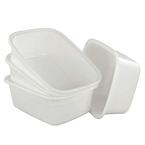 4-Pack 14 Quart Plastic Wash Basin/Dish Pan, White - size: 14 quart