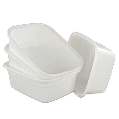 4-Pack 14 Quart Plastic Wash Basin/Dish Pan, White - size: 14 quart