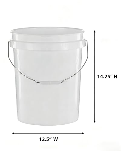5 Gallon Utility Bucket with Comfort Handle (2 Pack) Multipurpose Cleaning and Storage Containers,Heavy Duty Plastic Pail, Stackable, White – Perfect for Cleaning, Painting, Household Storage