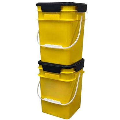 House Naturals 4 Gallon Square Food Grade Plastic Bucket with Lid, Made in USA (Pack of 2) BPA Free (Yellow) - color: Yellow