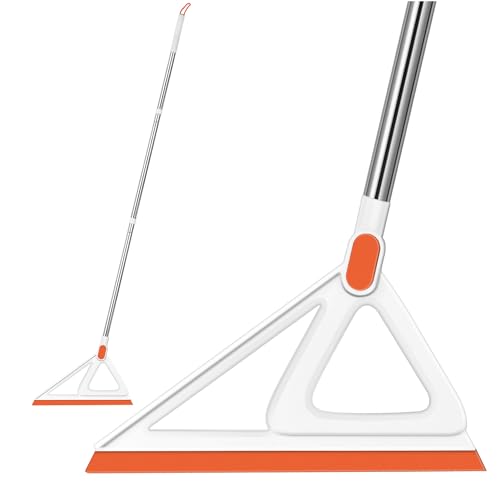 Multifunction Magic Broom, Silicone Squeegee Broom for Floor, Rubber Broom Sweeper for Living Room, Kitchen, Bathroom-Easy Dry The Glass (Orange, 54 INCH) - color: Orange