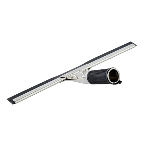 Restaurantware-Clean Tek Professional 13.78 Inch Window Squeegee, 1 Cleaning Squeegee with Rubber Blade - No-Slip Handle, Clean Mirror Or Car Windshield, Stainless Steel Wiper for Glass Door - size: 13 3/4", style: Stainless Steel, with Black Rubber Grip
