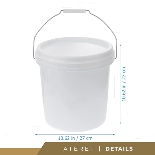 ATERET 2 Gallon White Bucket & Lid - All Purpose Pail with Lids - Food Grade - Made in USA - BPA Free Plastic (18 Pack) - size: 18pk - 2 Gal. w/Lids