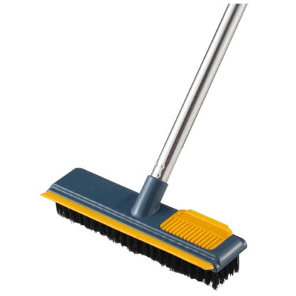 UPKOCH Telescopic Handle Floor Brush with Stiff Bristles 2-in-1 Scrape and Scrub Cleaning Brush for Bathroom Tile Grout and Tub, Long Handle Hard Bristle Floor Scrubber for Home Use