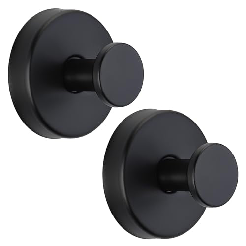 Suction Cup Hooks for Shower No-Drill Bathroom Hooks for Towels, Robes, Loofah Mountable on Bathroom Walls, Kitchen, Glass, Mirrors, Tile and Smooth,Non-Porous Surfaces (2, Matte Black) - color: Matte Black