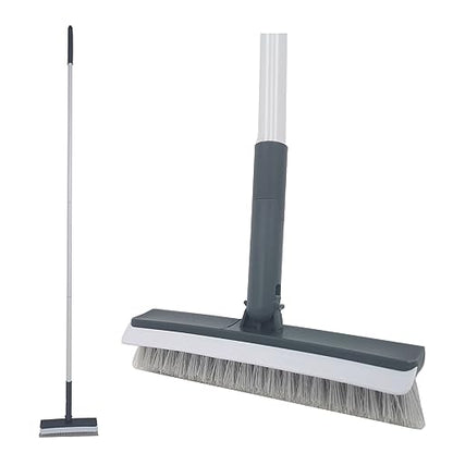 Stiff Bristles Broom,Tub Tile Broom Brush,Push Broom for Shower Cleaning,Patio, Kitchen,Garage,Indoor Outdoor Cleaning Brush,Stainless Steel Long Handle - color: Small Broom
