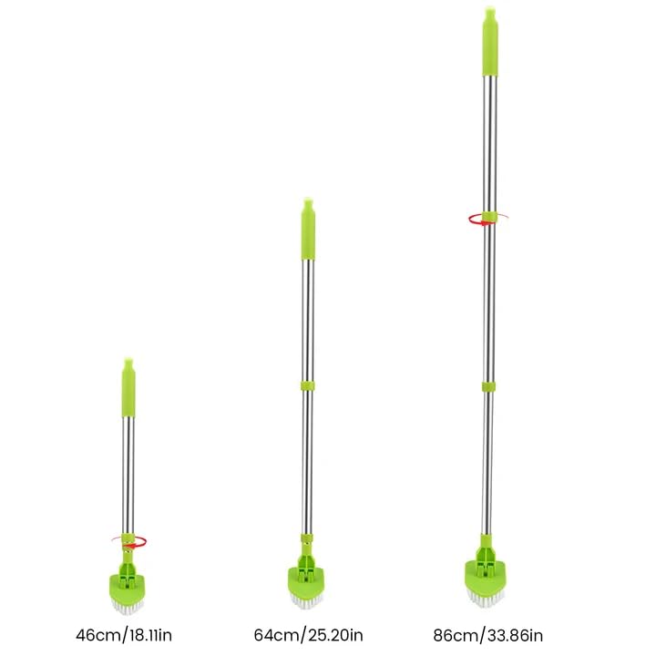 4-in-1 Tile Tub Floor Scrubber with 52-inch Adjustable Long Handle Shower Cleaner Brush with V-Shaped Grout Brush and 3 Replacement Brush Heads for Cleaning Bathroom Kitchen Walls Tub Tile