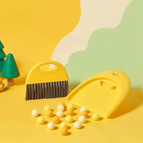 Small Broom and Dustpan Set,1pc Dust Pan and Brush Set,SUP Cute Little Yellow Duck Hand Mini Broom and Dustpan Set,Small dust pan Mini for Tabletop Debris,Keyboards&Clean Pet Cages (Duck) - style: Duck