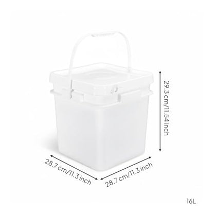 Qianly Square Bucket with Lid Versatile Use Square Bucket with Lid Fall Resistant Stackable Bin for Warehouse, Kitchen, Garage, White, 16L - color: White, size: 16L