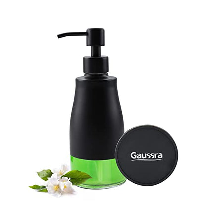 Gaussra Black Soap Dispenser with Coasterand Stickers, Refillable Liquid Stainless Steel Soap Dispenser for Kitchen Sink, Bathroom Countertop (11OZ / 320ML) - color: Matte Black