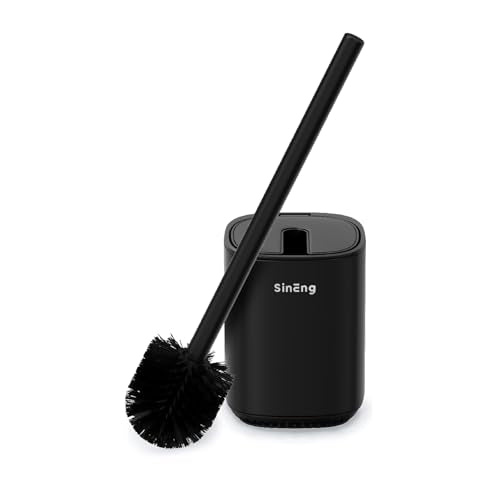 Toilet Brush and Holder Set Toilet Bowl Brush Stainless Steel Automatic Open lid Toilet Bowl Cleaner Brush with Durable Bristle Head Toilet Cleaning Brush for Bathroom - color: Black