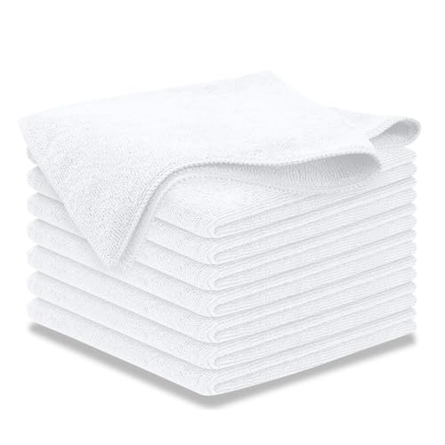 USANOOKS Microfiber Cleaning Cloth - White - 8Pcs (12.5x12.5 inch) High Performance - 1200 Washes, Ultra Absorbent Car Towel Traps Grime & Liquid for Streak-Free Mirror Shine - Car Washing Cloth - color: White, size: Pack of 8