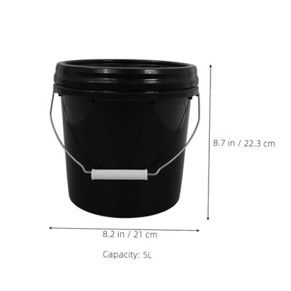 Storage Bucket Lid Leakproof Design Heavy Duty Plastic Pail for Home Camping Fishing Laundry Garbage Bin - color: Black