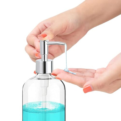 AYUCOPLEX Clear Soap Dispenser Set– 16oz Refillable Plastic Bottles with Waterproof Labels for Hand Soap & Dish Soap, Soap Dispensing Bottles, Sold Empty for Kitchen and Bathroom (2 Pack)