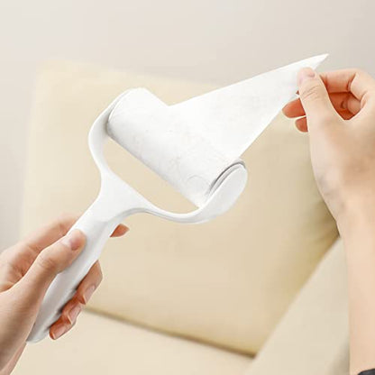 Flat Surface Lint Roller for Pet Hair Extra Sticky Lint Remover for Couch Clothes Furniture Pool Table Felt Lint Roller T Handle with 4 Sticky Rolls (Daisy White) - color: Daisy White T Handle