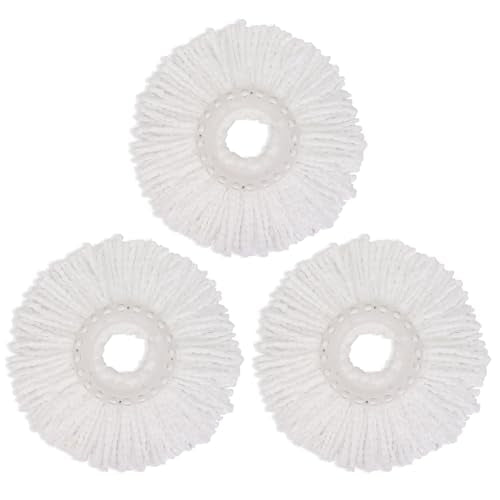 Spin Mop Replacement Heads, 6.3 Inch Microfiber Mop Refills Compatible with Hurricane, Mopnado, Simpli Magic and Other 360° Spin Mop Systems, Round Standard Universal Mop Pads (White) - 3 Pack - color: 6 Wihte - 3 Pack