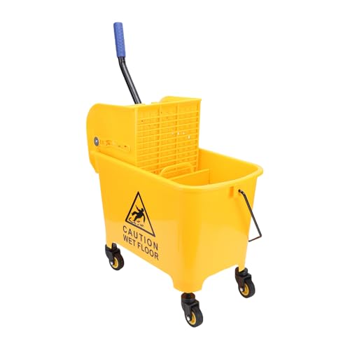 20l Commercial Mop Bucket, Heavy Duty Side Press Wringer High Strength Bucket, 360 Rotating Wheels with Handle, Ideal for Floor Cleaning in Restaurants, Offices &