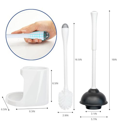 CELOX Toilet Brush and Plunger Set, Toilet Bowl Brush and Holder, Toilet Brush and Holder Set, Bright-White - color: Bright-white