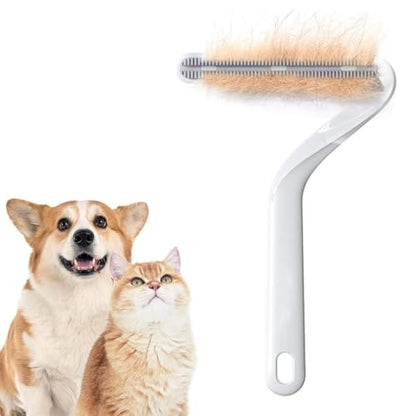 Double-Sided Carpet Scraper Pet Hair Remover Carpet Rake Cat Dog Hair Remover for Couch Rug Furniture Car Plus Pet Comb Brush (White) - color: White
