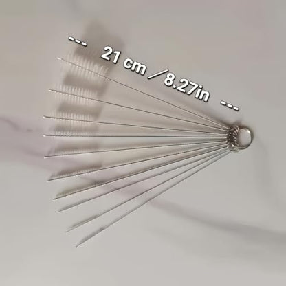 10-Piece Straw Cleaning Brush Set - Stainless Steel Handle & Soft Bristles, Multi-Size Brushes for Glass/Silicone/Metal Tubes, Cups, Bottles, Test Tubes & Mini Containers