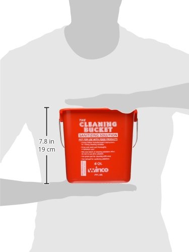 Winco 6qt Cleaning Bucket, Red Sanitizing Solution - color: Red, size: 6 Quart