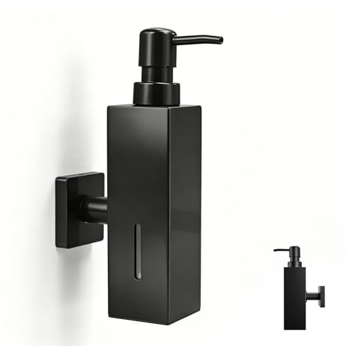 Black Soap Dispenser, Wall-Mounted 304 Stainless Steel Liquid Soap Dispenser for Kitchen and Bathroom