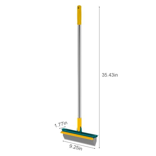2 in 1 Cleaning Scrub Brush Floor Scrub Brush with Long Handle Scrub with Squeegee 120°Rotating Cleaning Floor Scrub Brush Stiff Bristle Brush for Tile, Kitchen, Shower Floor