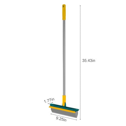 2 in 1 Cleaning Scrub Brush Floor Scrub Brush with Long Handle Scrub with Squeegee 120°Rotating Cleaning Floor Scrub Brush Stiff Bristle Brush for Tile, Kitchen, Shower Floor