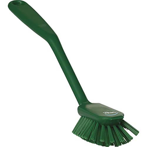 Vikan 42372 Brush,Dish,Scraping Edge,Medium,11",PP/PBT,Green - color: Green