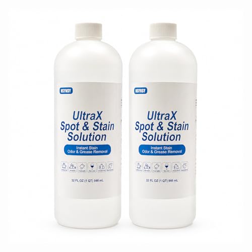 UltraX Spot & Stain Solution for Carpet & Upholstery, Deep Cleaning Formula for Tough Stains & Odors, Low Residue, best with DEARBBEE Portable Carpet & Upholstery Spot Cleaner Machine, 2-Pack - color: Clear