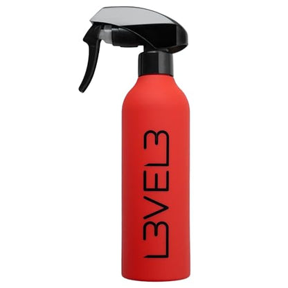 L3 Level 3 Rubberized Spray Bottle - Precise Action Mist Bottle for Effortless Hair Styling - Rubber Grip for Total Control - color: Red
