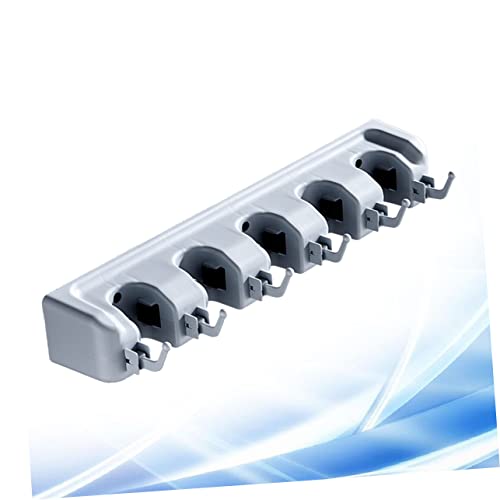 5 Buckle Mop Holder Wall Mount Broom Squeegee Rack Home Kitchen Bathroom Organizer 6 Hooks Plastic