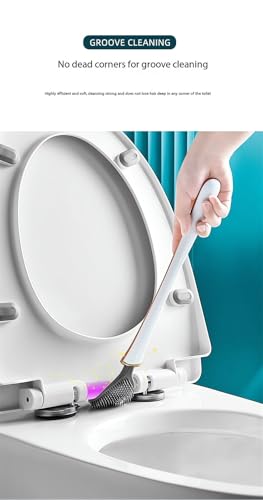 Modern Flexible Silicone Toilet Caspa for Home 2025 Silicone Toilet Wand Bowl Brush and Holder Cleaning Set Wall Mounted Rubber Bathroom Toilet Scrubber Bowl Cleaner Brushes with Dispenser (Green) - color: Green