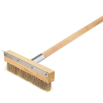 Pizza Oven Brush 41-Inch Long Wood Handle Brass Bristles with Steel Scraper, Outdoor Pizza Oven Accessories - size: 41 Inch Long