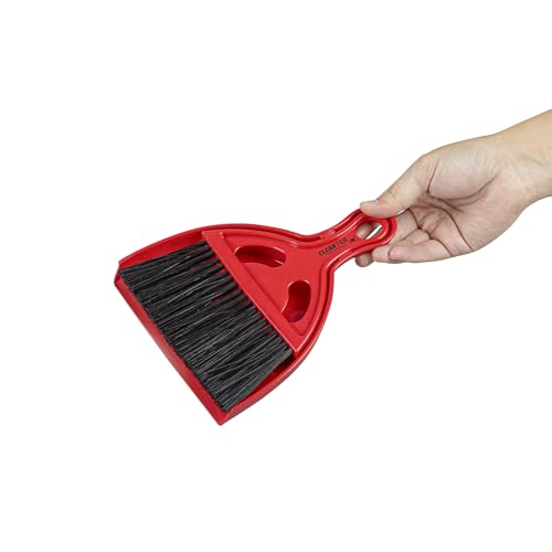 Restaurantware Mini Broom and Dustpan Set 40 Pack of Plastic Handheld Brush and Pan Compact Cleaning Kit with Ergonomic Handle Red and Black Office Desk and Home Cleaning Set